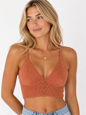 Free People Intimately You Wanna Brami Crochet Top XS